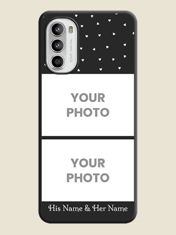 Custom Miniature Love Symbols with Name on Space Black Custom Soft Matte Back Cover - Moto G52 - alternate view