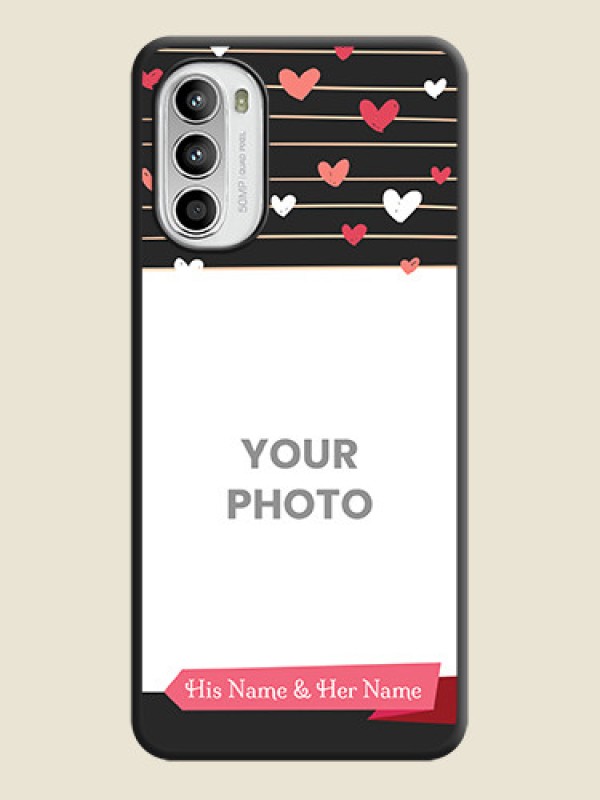 Custom Love Pattern with Name on Pink Ribbon  on Photo on Space Black Soft Matte Back Cover - Moto G52 - alternate view