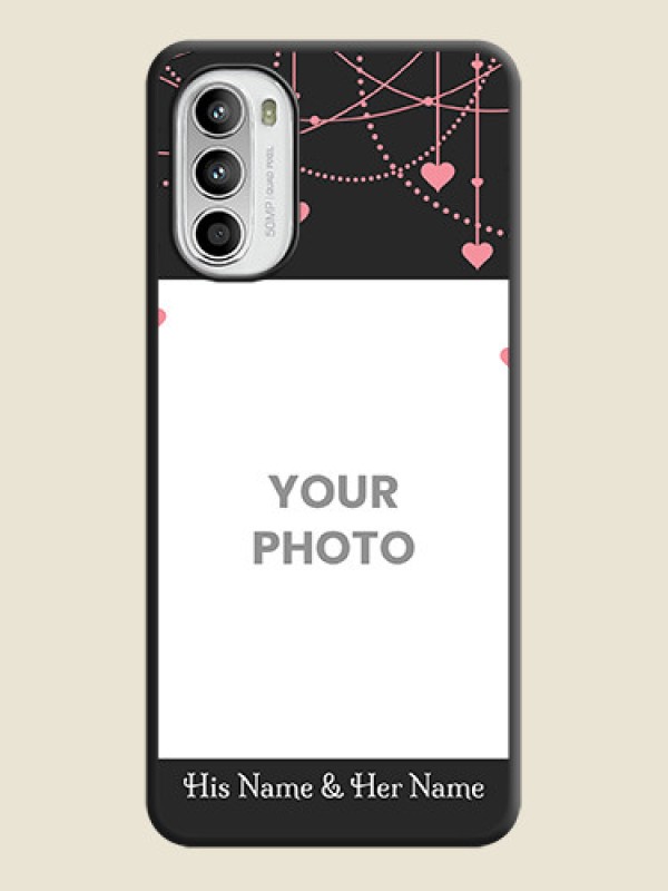 Custom Pink Love Hangings with Text on Space Black Custom Soft Matte Back Cover - Moto G52 - alternate view