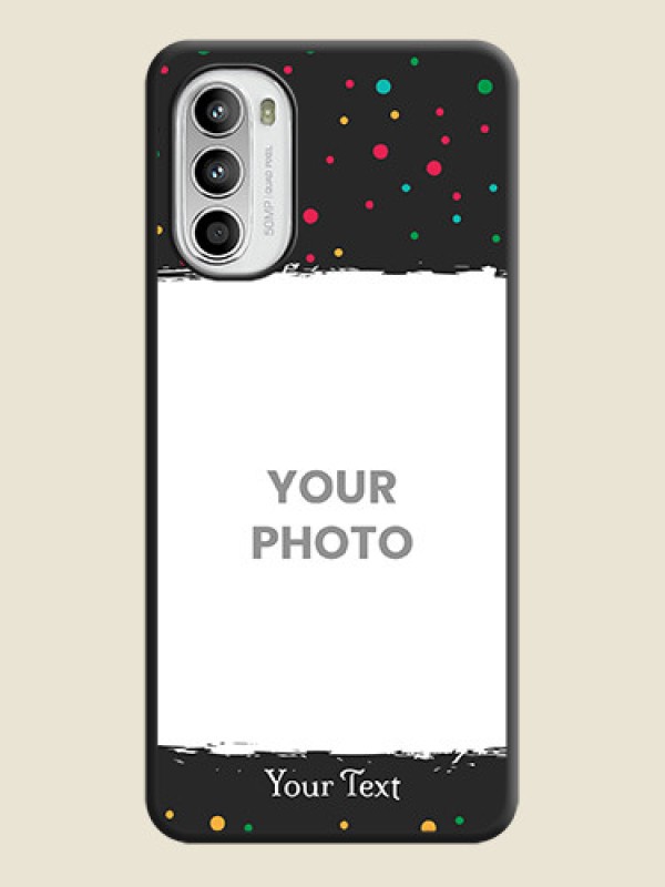 Custom Multicolor Dotted Pattern with Text on Space Black Custom Soft Matte Phone Back Cover - Moto G52 - alternate view