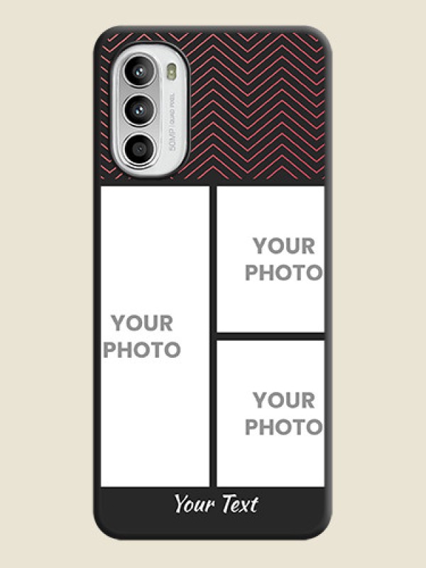 Custom Wave Pattern with 3 Image Holder on Space Black Custom Soft Matte Back Cover - Moto G52 - alternate view