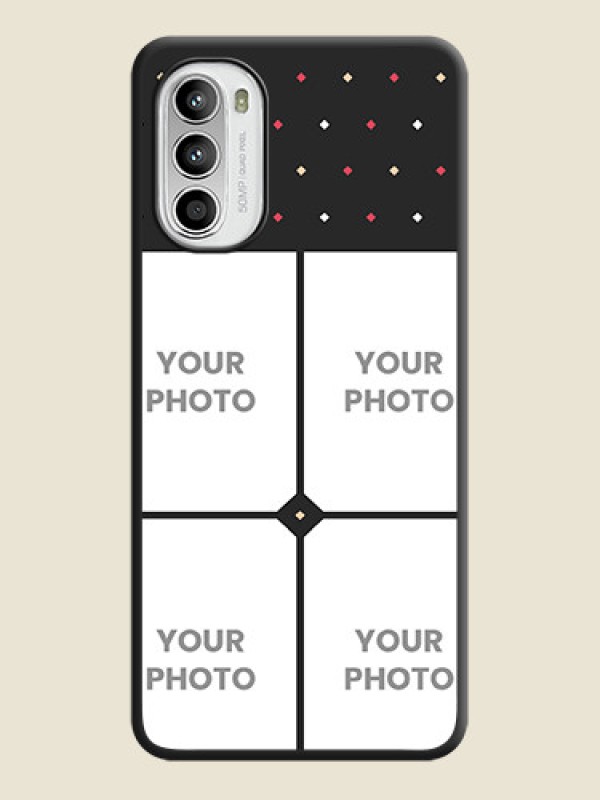 Custom Multicolor Dotted Pattern with 4 Image Holder on Space Black Custom Soft Matte Phone Cases - Moto G52 - alternate view