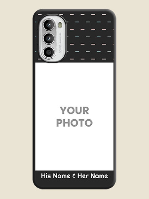 Custom Line Pattern Design with Text on Space Black Custom Soft Matte Phone Back Cover - Moto G52 - alternate view