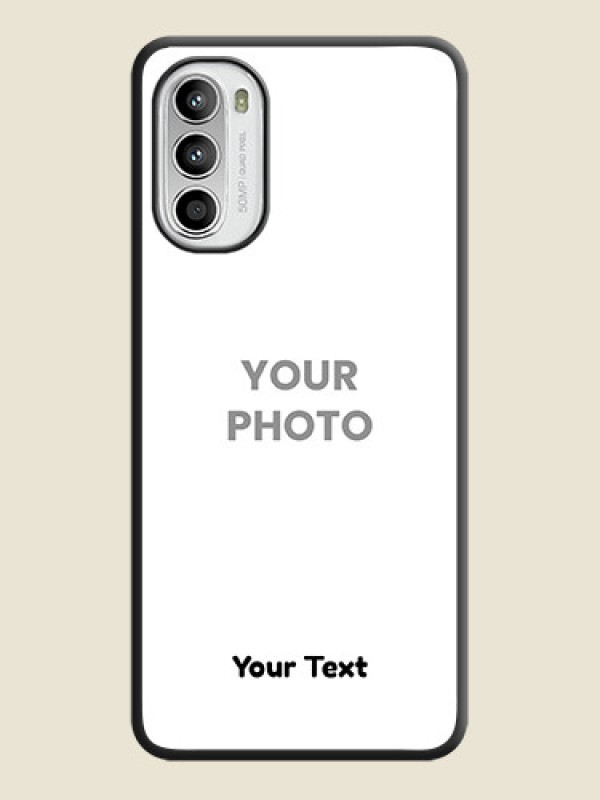 Custom Full Single Pic Upload With Text On Space Black Personalized Soft Matte Phone Covers -Motorola Moto G52 - alternate view
