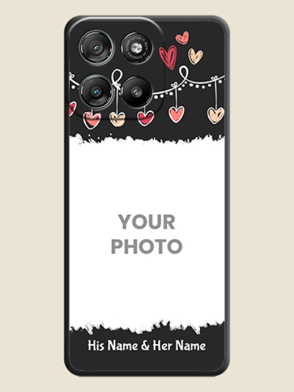 Custom Pink Love Hangings with Name On Space Black Custom Soft Matte Mobile Back Cover - Motorola Moto G57 Power - alternate view