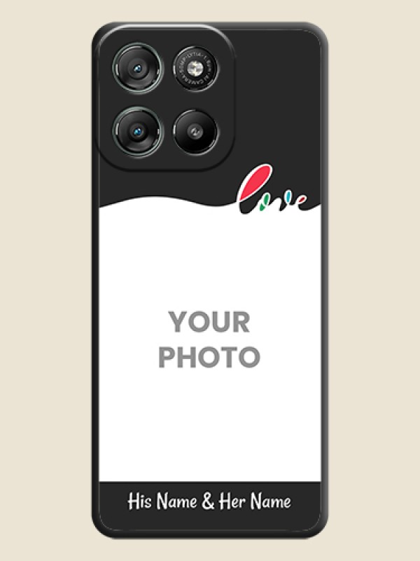 Custom Fall in Love Pattern with Picture on Photo On Space Black Custom Soft Matte Mobile Back Cover - Motorola Moto G57 Power - alternate view