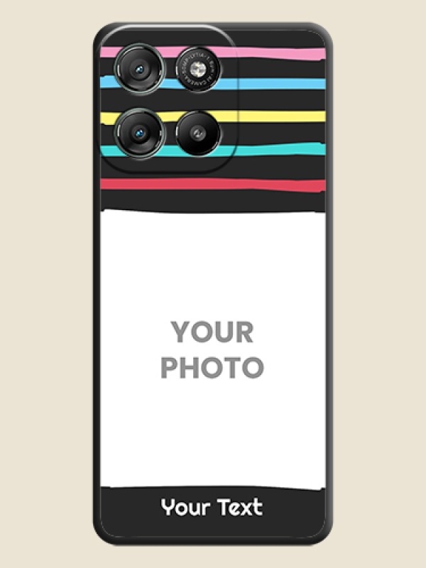 Custom Multicolor Lines with Image On Space Black Custom Soft Matte Mobile Back Cover - Motorola Moto G57 Power - alternate view