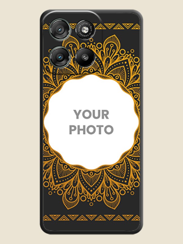 Custom Round Image with Floral Design On Space Black Custom Soft Matte Mobile Back Cover - Motorola Moto G57 Power - alternate view