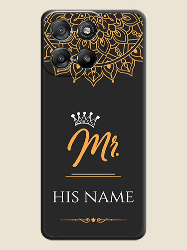 Custom Mr Name with Floral Design On Space Black Custom Soft Matte Mobile Back Cover - Motorola Moto G57 Power - alternate view