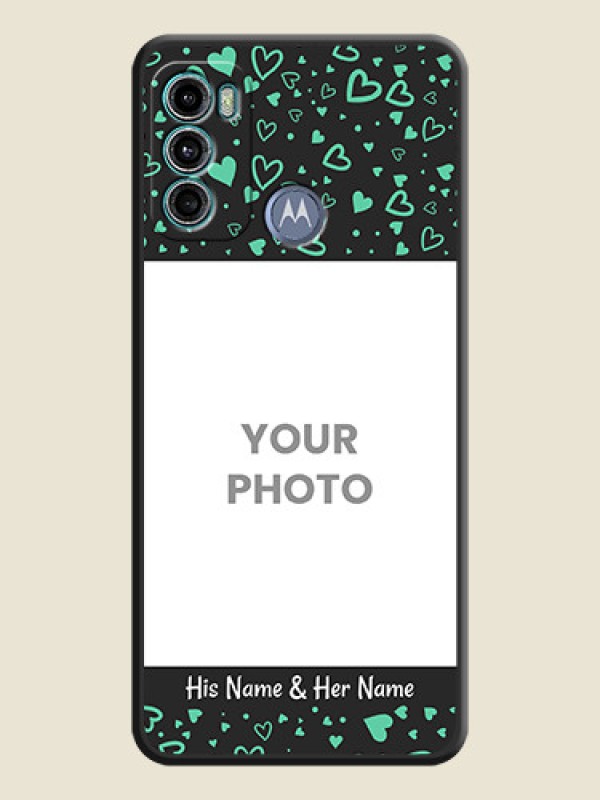 Custom Sea Green Indefinite Love Pattern on Photo on Space Black Soft Matte Mobile Cover - Motorola Moto G60 - alternate view