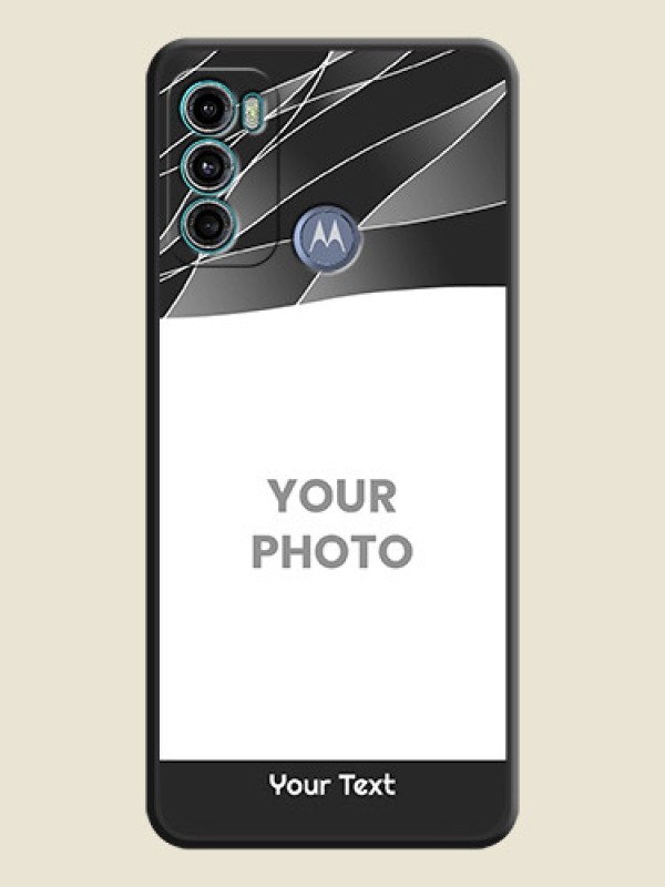 Custom Mixed Wave Lines on Photo on Space Black Soft Matte Mobile Cover - Motorola Moto G60 - alternate view