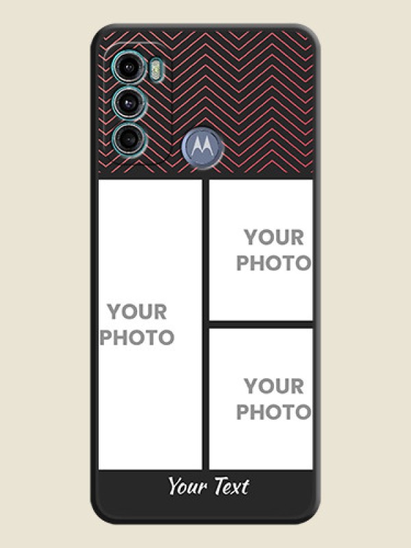 Custom Wave Pattern with 3 Image Holder on Space Black Custom Soft Matte Back Cover - Motorola Moto G60 - alternate view