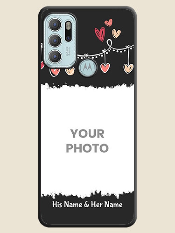 Custom Pink Love Hangings with Name on Space Black Custom Soft Matte Phone Cases - Moto G60s - alternate view