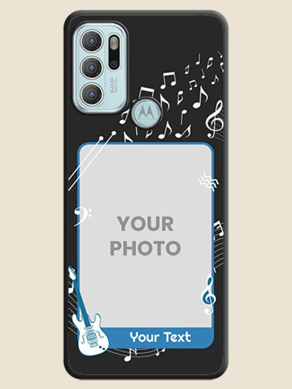 Custom Musical Theme Design with Text on Photo on Space Black Soft Matte Mobile Case - Moto G60s - alternate view