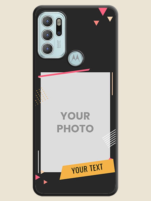 Custom Photo Frame with Triangle Small Dots on Photo on Space Black Soft Matte Back Cover - Moto G60s - alternate view