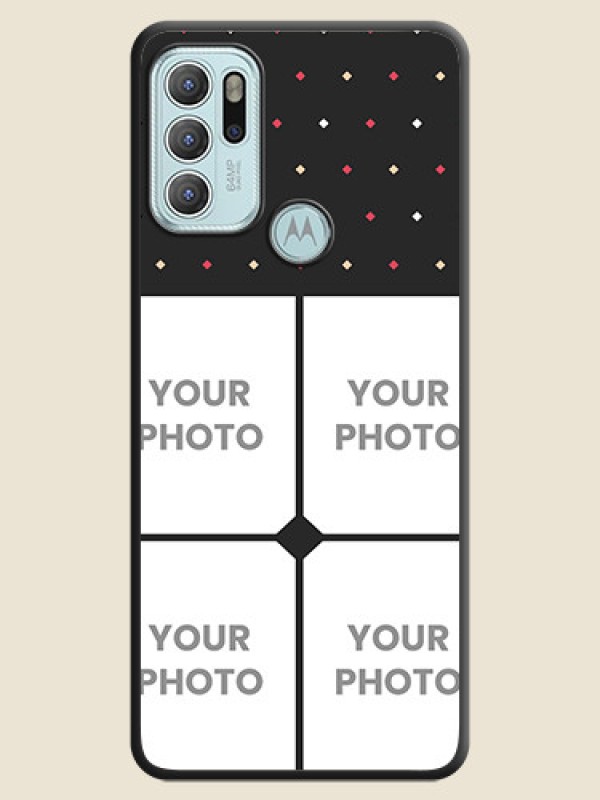Custom Multicolor Dotted Pattern with 4 Image Holder on Space Black Custom Soft Matte Phone Cases - Moto G60s - alternate view