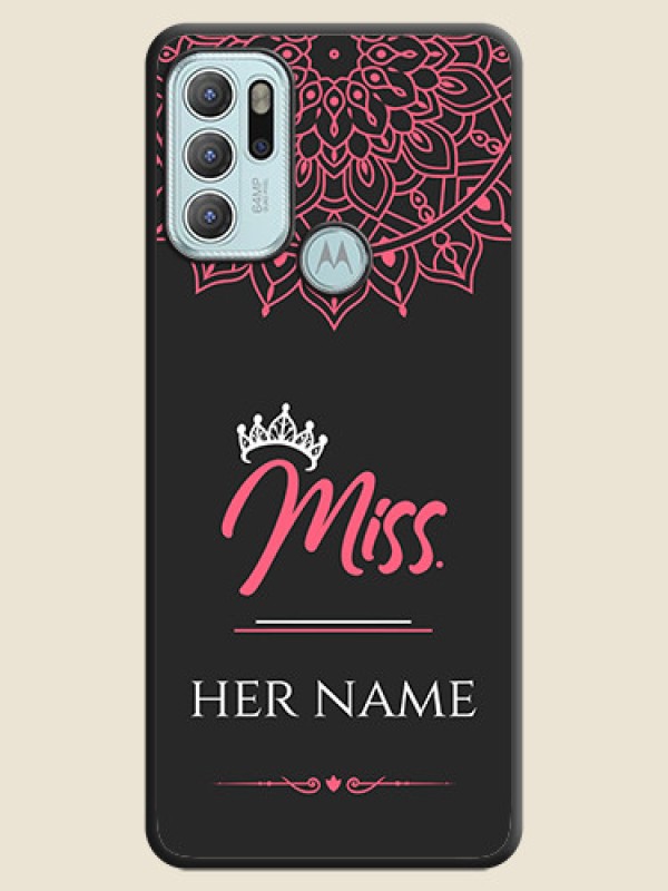 Custom Mrs Name with Floral Design on Space Black Personalized Soft Matte Phone Covers - Moto G60s - alternate view