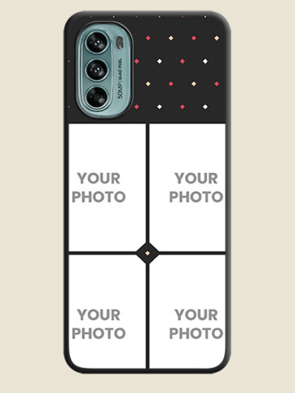 Custom Multicolor Dotted Pattern with 4 Image Holder on Space Black Custom Soft Matte Phone Cases - Moto G62 - alternate view
