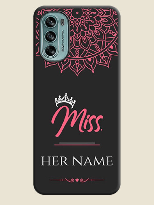 Custom Mrs Name with Floral Design on Space Black Personalized Soft Matte Phone Covers - Moto G62 - alternate view
