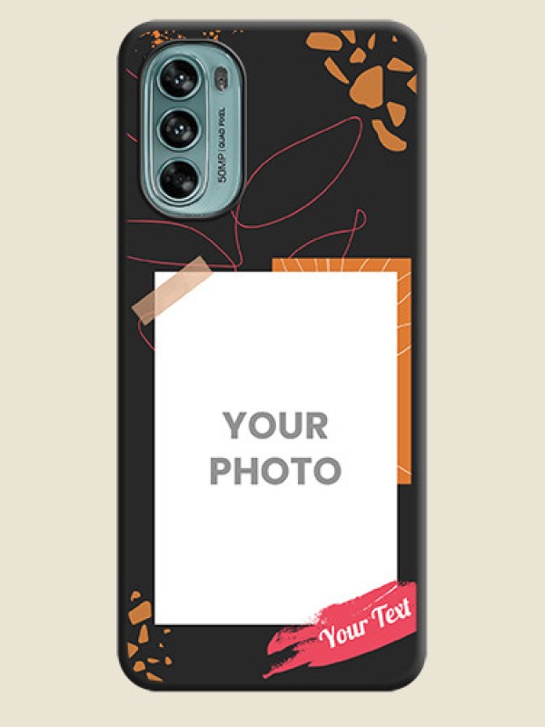 Custom Orange Photo Frame on Space Black Custom Soft Matte Phone Back Cover - Moto G62 - alternate view