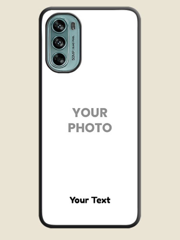 Custom Full Single Pic Upload With Text On Space Black Personalized Soft Matte Phone Covers -Motorola Moto G62 - alternate view