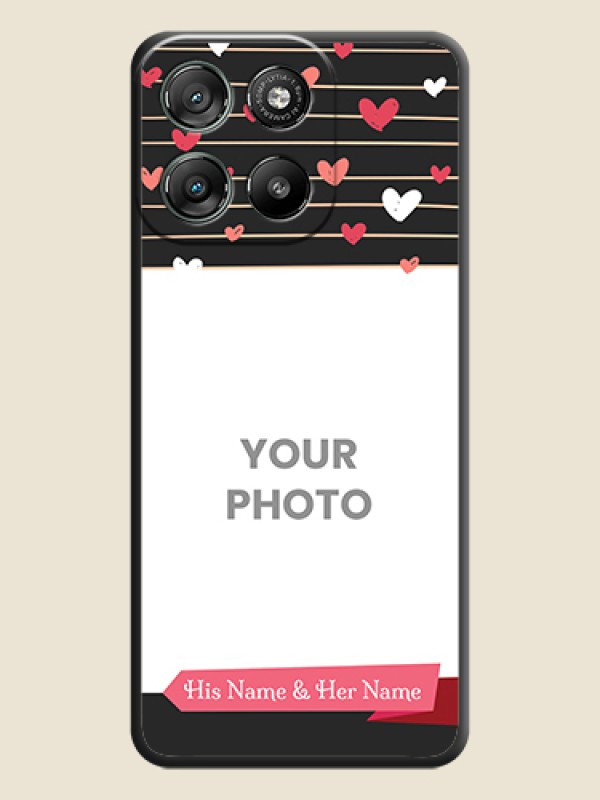 Custom Love Pattern with Name on Pink Ribbon on Photo On Space Black Custom Soft Matte Mobile Back Cover - Motorola Moto G67 Power - alternate view