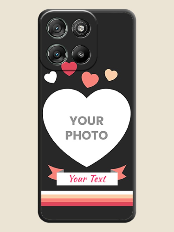 Custom Love Shaped Photo with Colorful Stripes On Space Black Custom Soft Matte Mobile Back Cover - Motorola Moto G67 Power - alternate view
