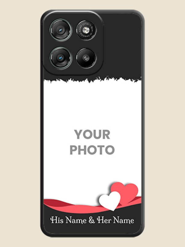 Custom Pin Color Love Shaped Ribbon Design with Text On Space Black Custom Soft Matte Mobile Back Cover - Motorola Moto G67 Power - alternate view
