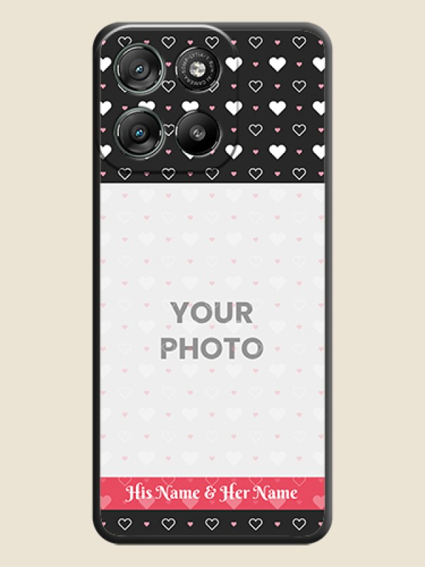 Custom White Color Love Symbols with Text Design on Photo On Space Black Custom Soft Matte Mobile Back Cover - Motorola Moto G67 Power - alternate view