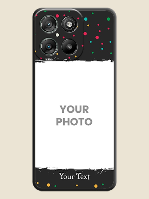 Custom Multicolor Dotted Pattern with Text On Space Black Custom Soft Matte Mobile Back Cover - Motorola Moto G67 Power - alternate view
