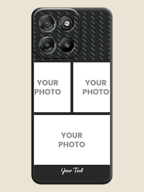 Custom Cross Dotted Pattern with 2 Image Holder On Space Black Custom Soft Matte Mobile Back Cover - Motorola Moto G67 Power - alternate view