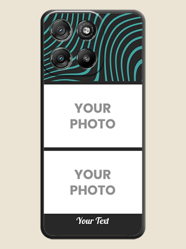 Custom Wave Pattern with 2 Image Holder On Space Black Custom Soft Matte Mobile Back Cover - Motorola Moto G67 Power - alternate view