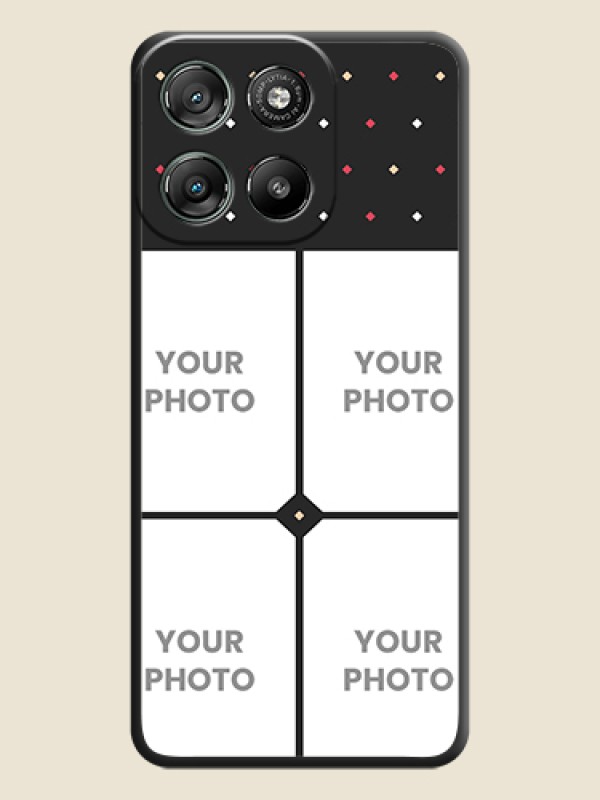 Custom Multicolor Dotted Pattern with 4 Image Holder On Space Black Custom Soft Matte Mobile Back Cover - Motorola Moto G67 Power - alternate view