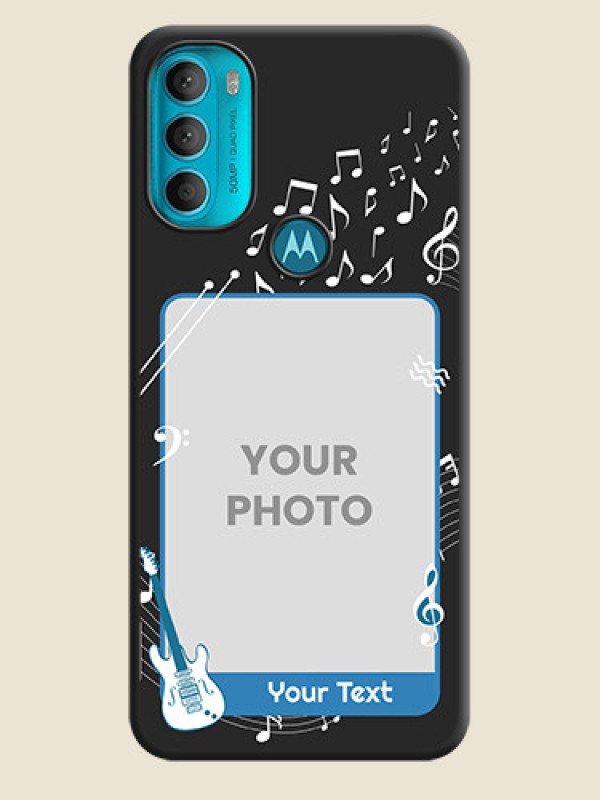 Custom Musical Theme Design with Text on Photo on Space Black Soft Matte Mobile Case - Moto G71 5G - alternate view