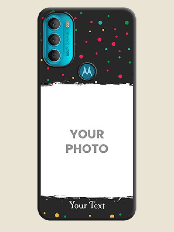 Custom Multicolor Dotted Pattern with Text on Space Black Custom Soft Matte Phone Back Cover - Moto G71 5G - alternate view