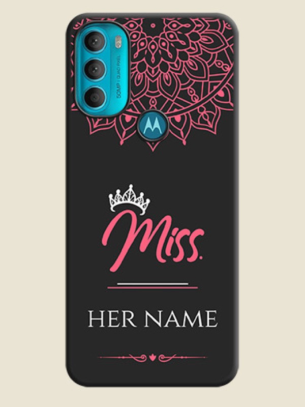 Custom Mrs Name with Floral Design on Space Black Personalized Soft Matte Phone Covers - Moto G71 5G - alternate view
