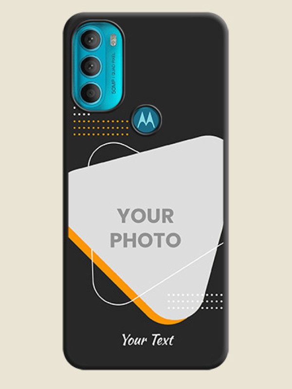 Custom Yellow Triangle on Photo on Space Black Soft Matte Phone Cover - Moto G71 5G - alternate view