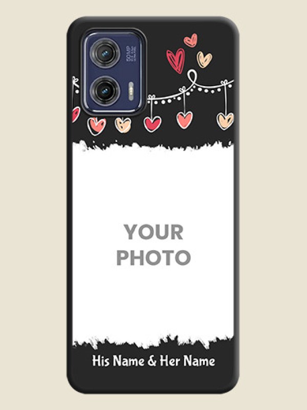 Custom Pink Love Hangings with Name on Space Black Custom Soft Matte Phone Cases - Moto G73 5G - alternate view