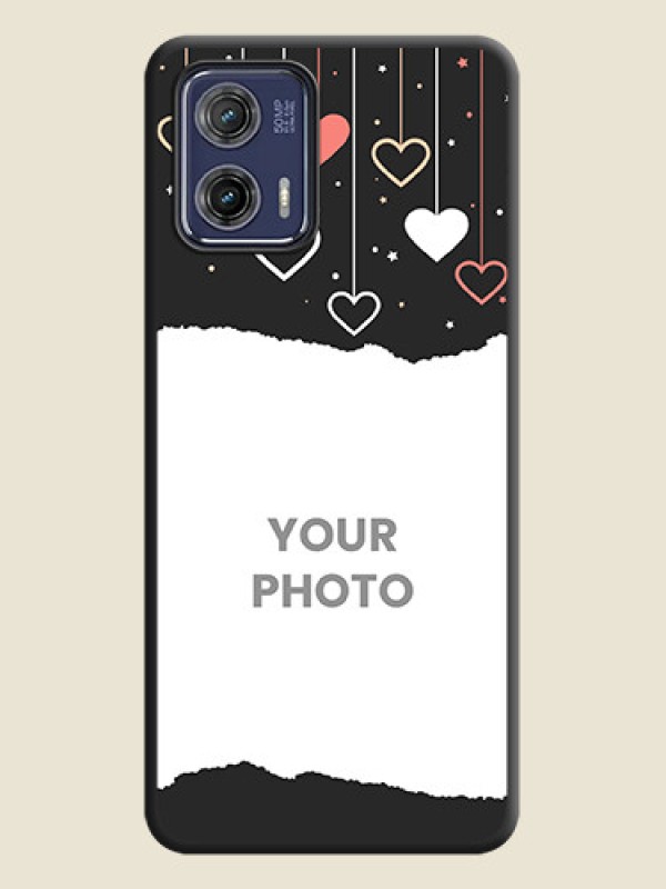 Custom Love Hangings with Splash Wave Picture on Space Black Custom Soft Matte Phone Back Cover - Moto G73 5G - alternate view