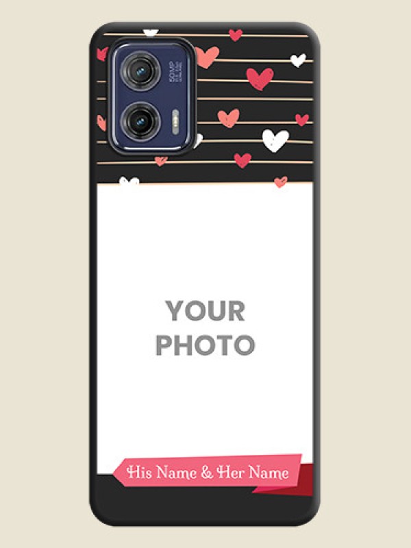 Custom Love Pattern with Name on Pink Ribbon  on Photo on Space Black Soft Matte Back Cover - Moto G73 5G - alternate view