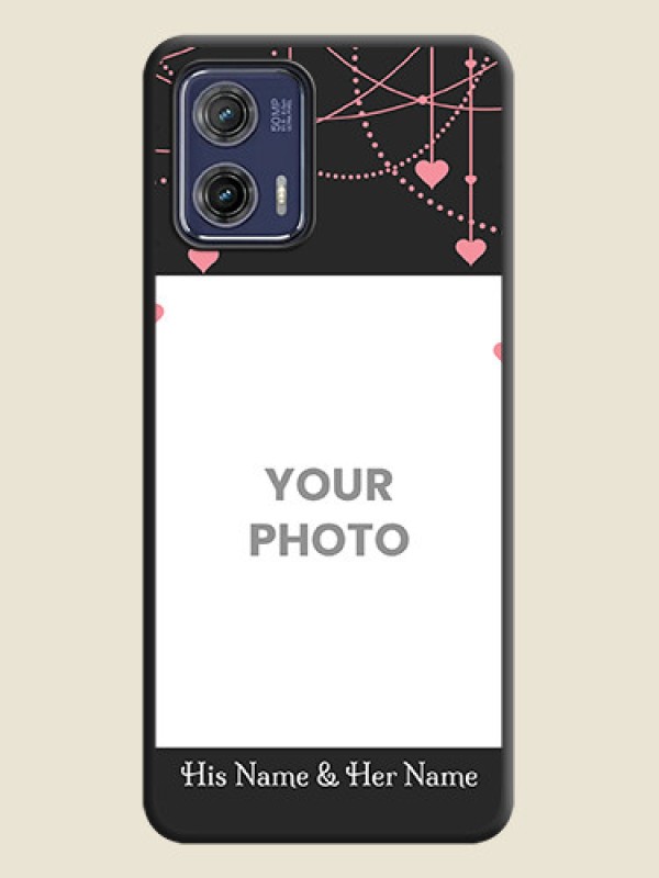 Custom Pink Love Hangings with Text on Space Black Custom Soft Matte Back Cover - Moto G73 5G - alternate view