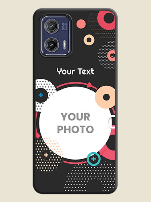Custom Multicoloured Round Image on Personalised Space Black Soft Matte Cases - Moto G73 5G - alternate view