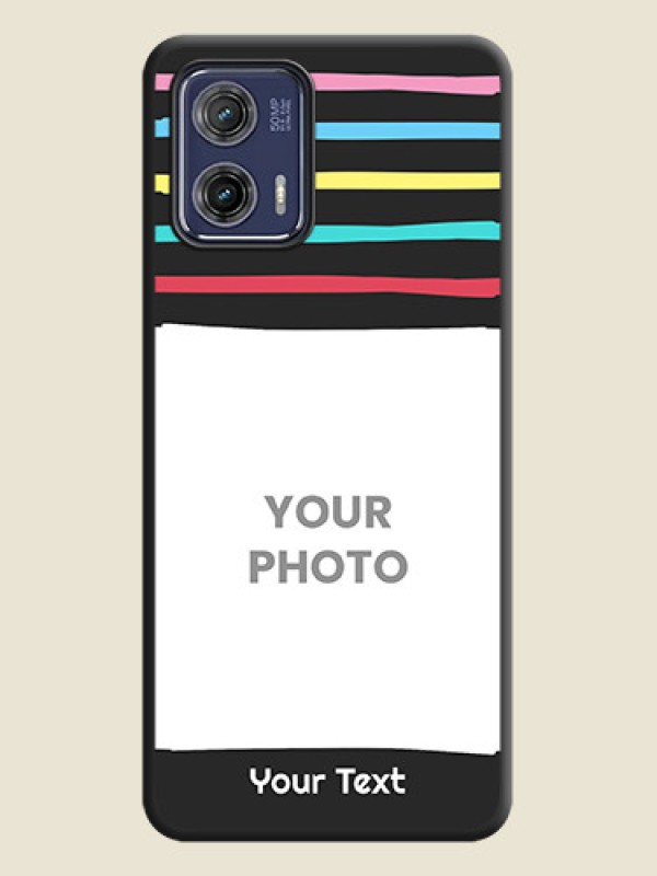 Custom Multicolor Lines with Image on Space Black Personalized Soft Matte Phone Covers - Moto G73 5G - alternate view