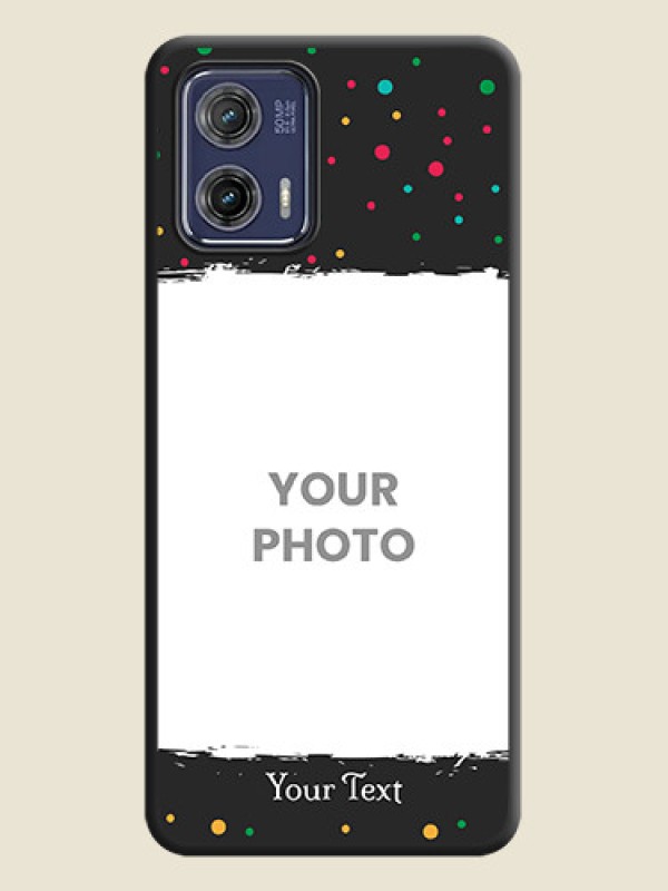 Custom Multicolor Dotted Pattern with Text on Space Black Custom Soft Matte Phone Back Cover - Moto G73 5G - alternate view