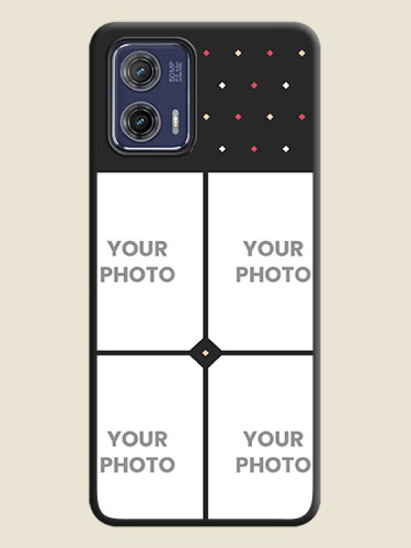 Custom Multicolor Dotted Pattern with 4 Image Holder on Space Black Custom Soft Matte Phone Cases - Moto G73 5G - alternate view