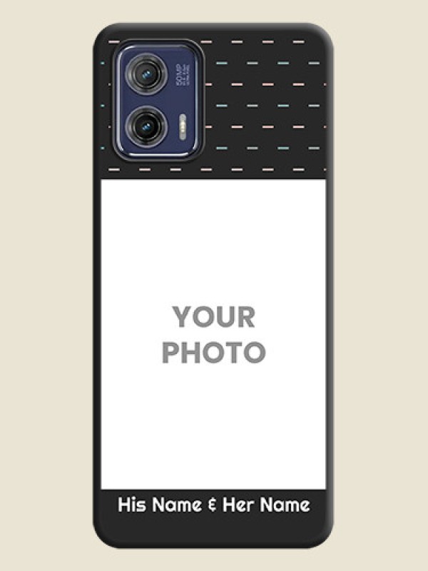 Custom Line Pattern Design with Text on Space Black Custom Soft Matte Phone Back Cover - Moto G73 5G - alternate view
