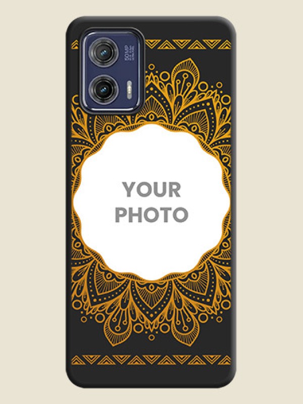 Custom Round Image with Floral Design on Photo on Space Black Soft Matte Mobile Cover - Moto G73 5G - alternate view