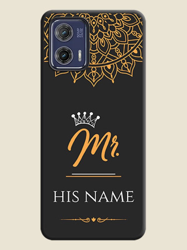 Custom Mr Name with Floral Design  on Personalised Space Black Soft Matte Cases - Moto G73 5G - alternate view