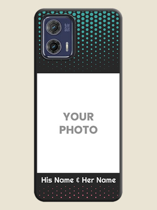 Custom Faded Dots with Grunge Photo Frame and Text on Space Black Custom Soft Matte Phone Cases - Moto G73 5G - alternate view