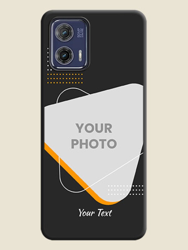 Custom Yellow Triangle on Photo on Space Black Soft Matte Phone Cover - Moto G73 5G - alternate view